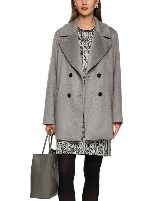 3/4 Double Breasted Coat in Donkey Grey