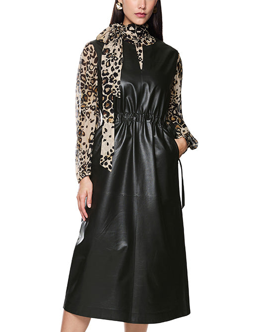 LEATHER MIDI DRESS