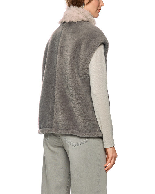 Faux Fur Gilet in Two Tone Taupe/Grey