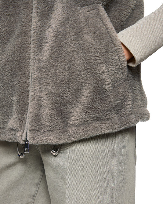 Faux Fur Gilet in Two Tone Taupe/Grey