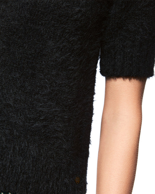 Fluffy 3/4 Sleeve Turtle Neck Sweater