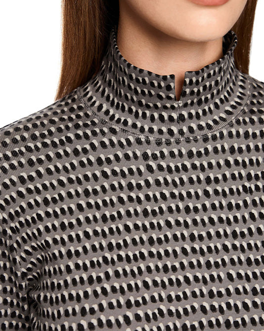 Jersey Printed Turtle Neck Top