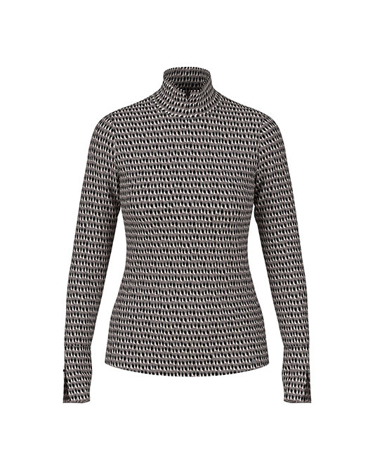 Jersey Printed Turtle Neck Top
