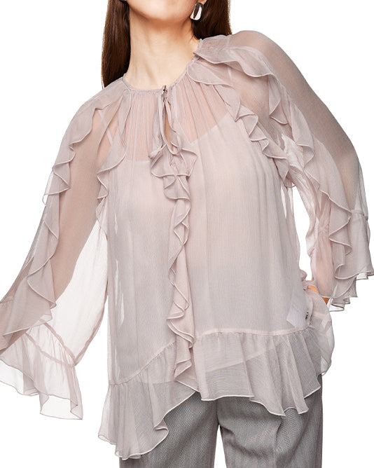 DESERT TAUPE FRILL BLOUSE
