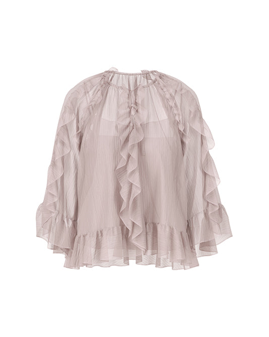 DESERT TAUPE FRILL BLOUSE