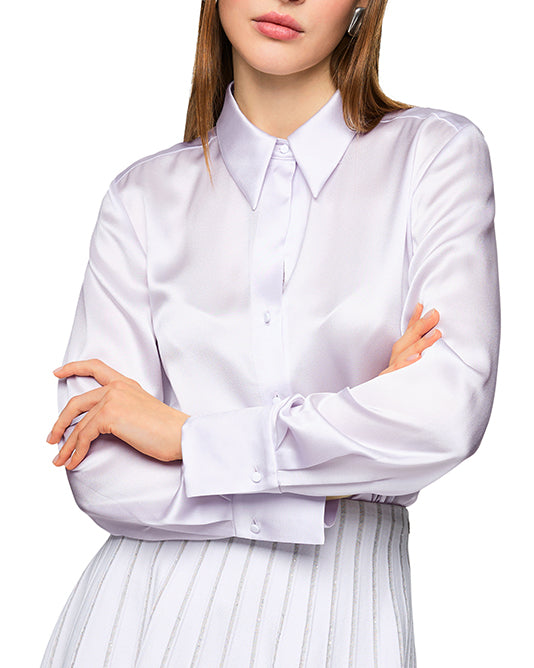 Soft Lavender Grey Silk Shirt