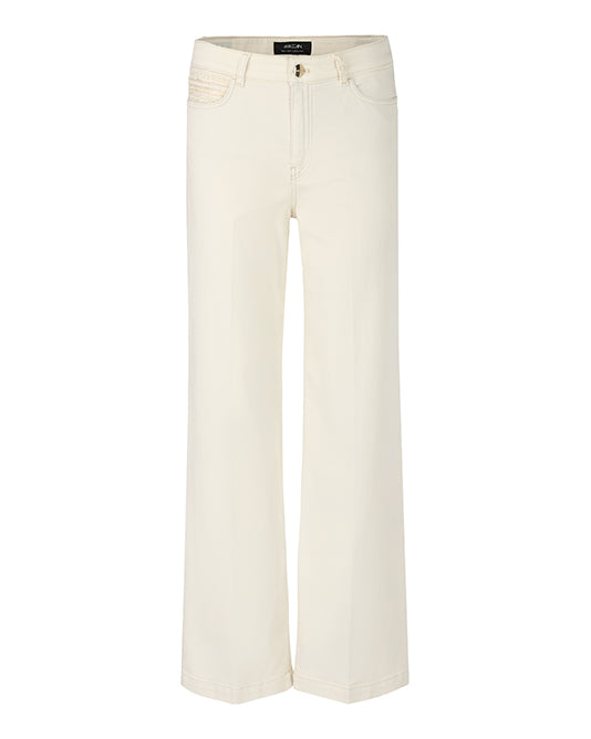 Wide Cream Jean With Pocket Decoration