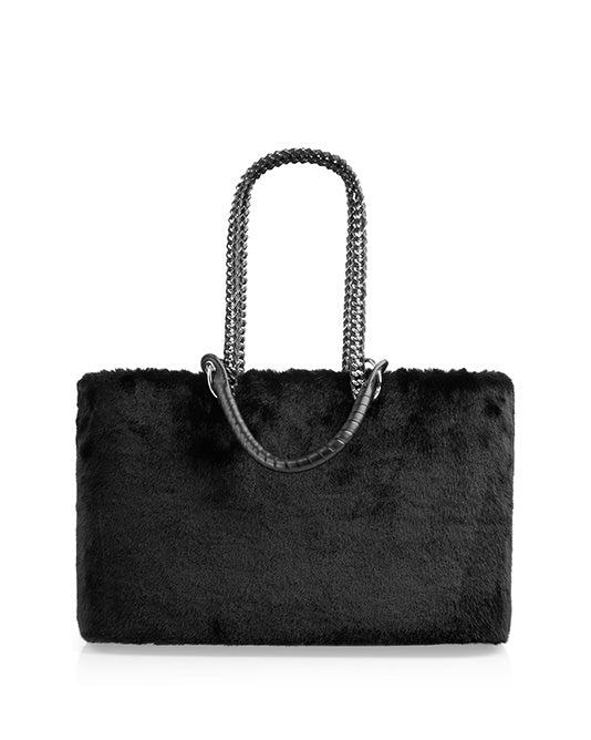 Faux Fur Shopper with Silver Chain Handles