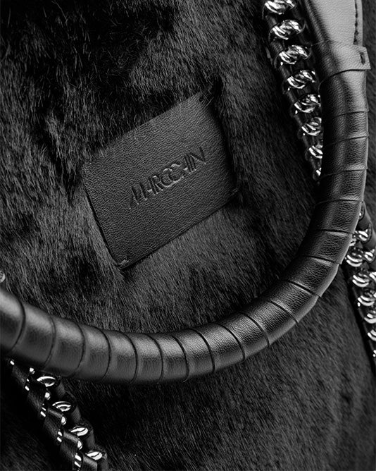 Faux Fur Shopper with Silver Chain Handles