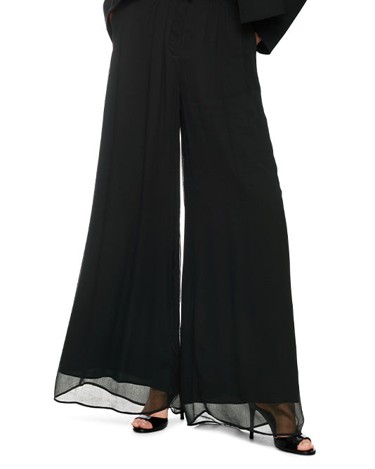 Chiffon Wide Palazzo Pant with Pleated Waistband