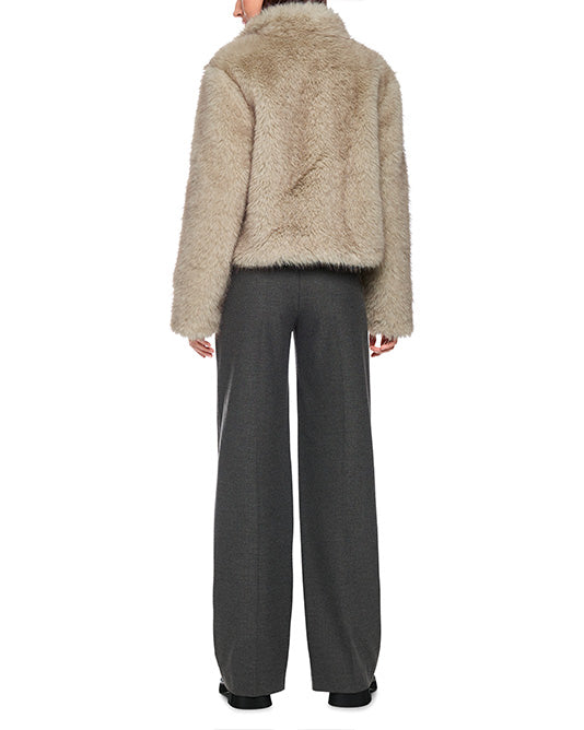 Herringbone Wide Pant with Pleat Front in Charcoal