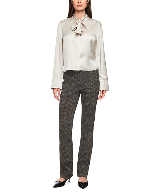 Stretch Pull On Herringbone Pant with Lurex