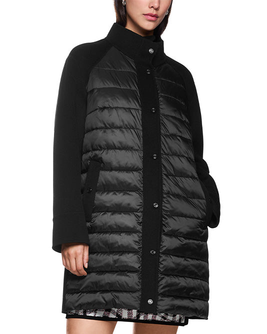Quilt Front 3/4 Wool Coat