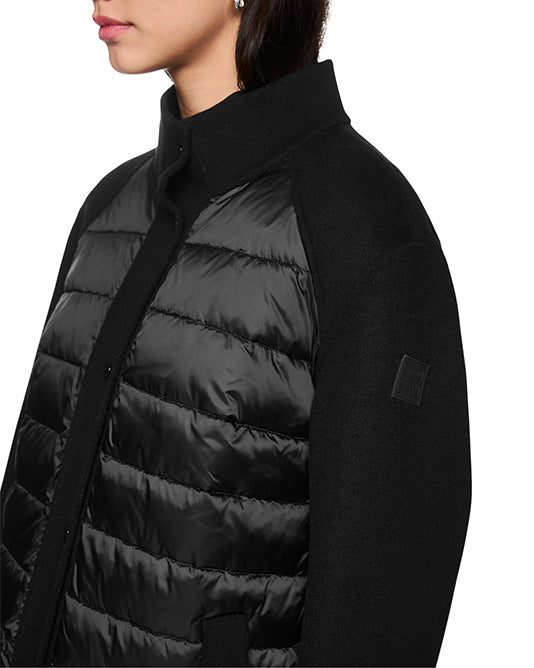 Quilt Front 3/4 Wool Coat