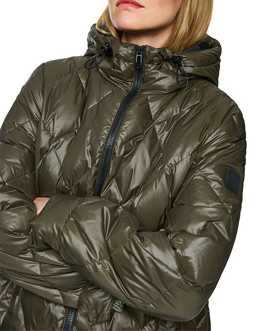 Khaki Puffa Coat with Hood