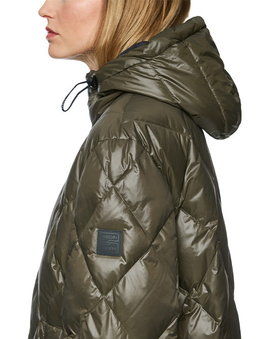 Khaki Puffa Coat with Hood