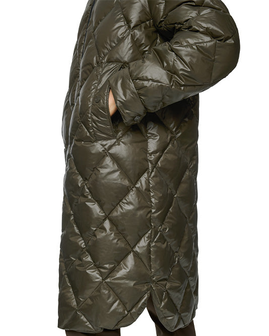 Khaki Puffa Coat with Hood