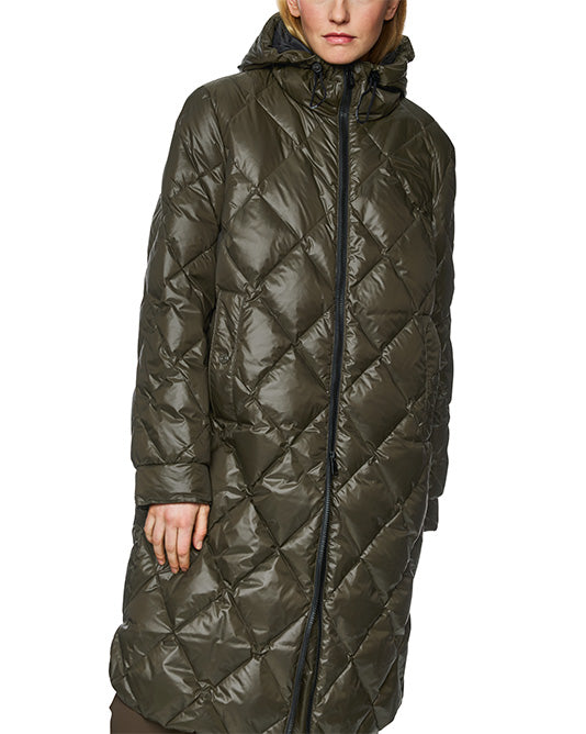 Khaki Puffa Coat with Hood