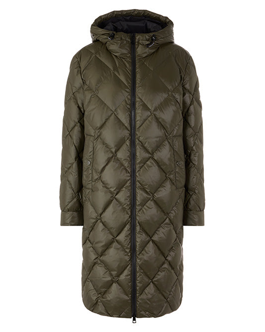 Khaki Puffa Coat with Hood