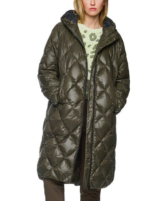 Khaki Puffa Coat with Hood