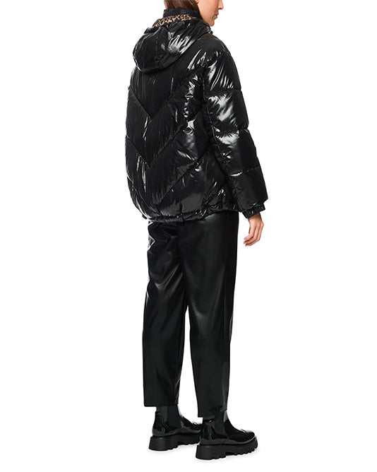 Glossy Leopard Lined Cropped Puffa Jacket