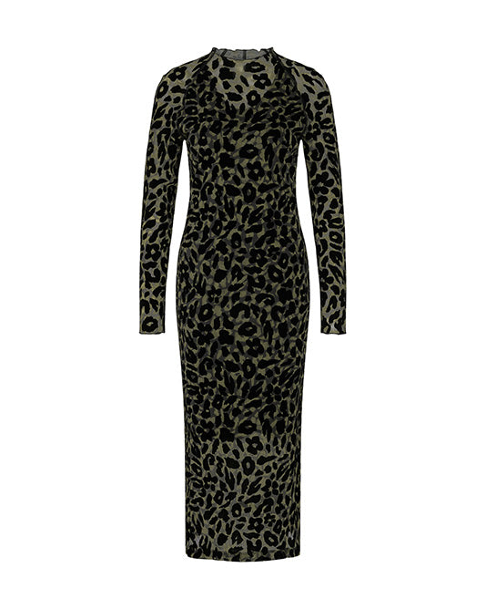 Flock Leopard Dress