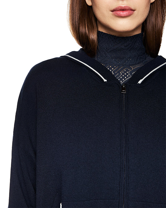 NAVY KNIT HOODIE