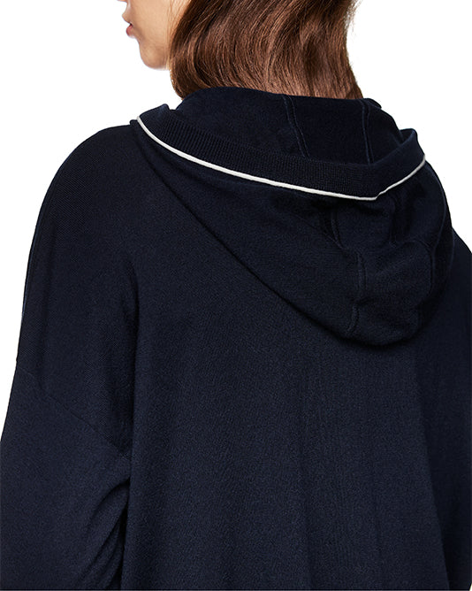 NAVY KNIT HOODIE