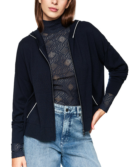 NAVY KNIT HOODIE