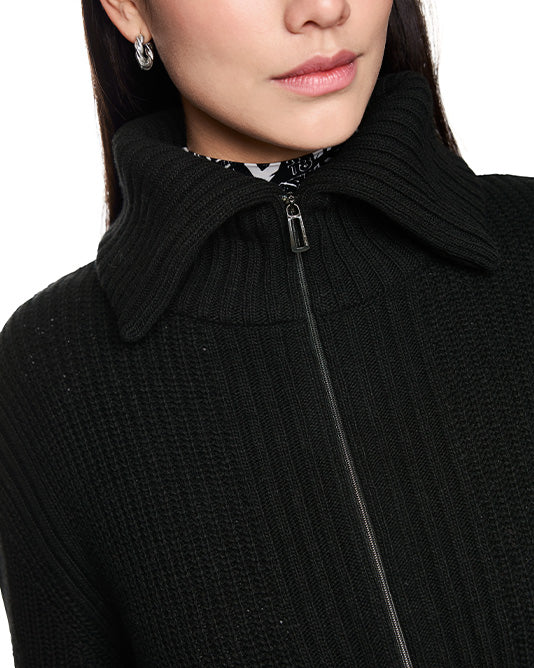 Chunky Ribbed Knit Zip Cardigan
