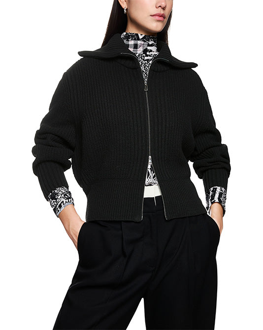 Chunky Ribbed Knit Zip Cardigan