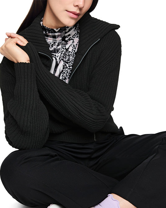 Chunky Ribbed Knit Zip Cardigan