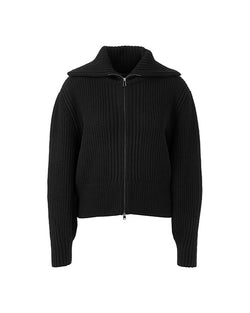 Chunky Ribbed Knit Zip Cardigan