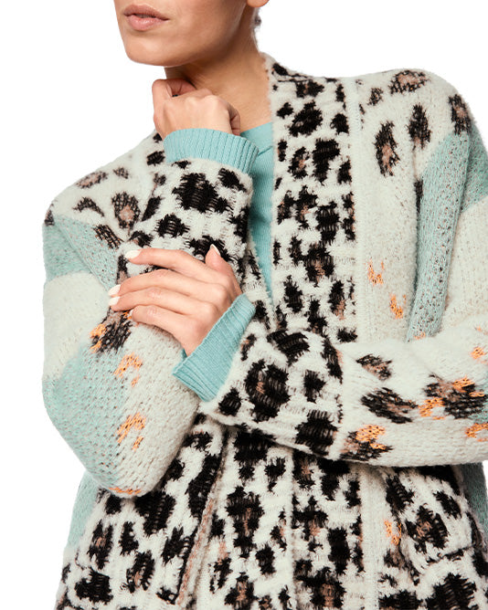 LEOPARD & PRINGLE PATTERN CARDIGAN