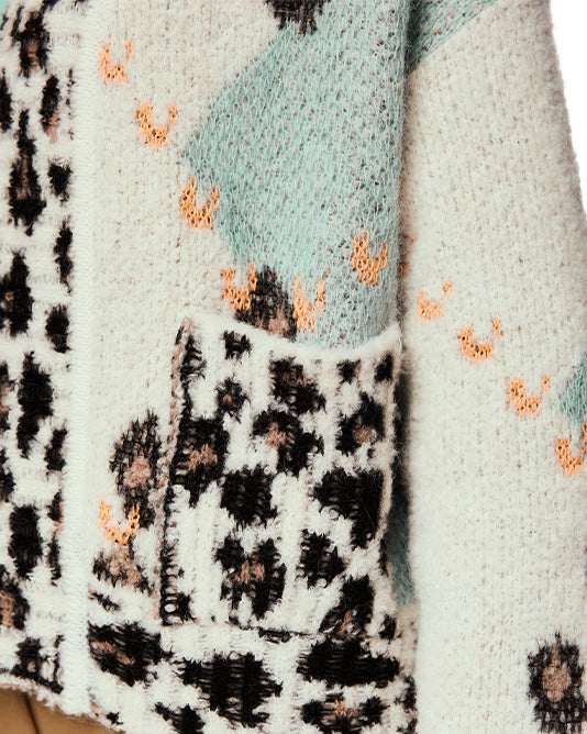 LEOPARD & PRINGLE PATTERN CARDIGAN