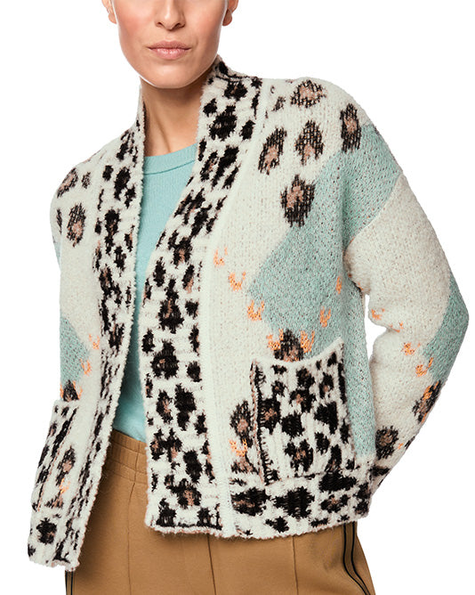 LEOPARD & PRINGLE PATTERN CARDIGAN