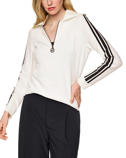 QUARTER ZIP DOUBLE KNIT SWEATER