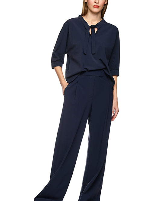 Ribbed Jersey Top & Pant Set in Navy