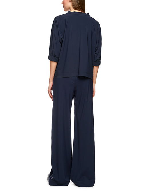 Ribbed Jersey Top & Pant Set in Navy