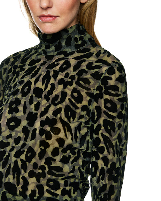 Flock Leopard Print Top