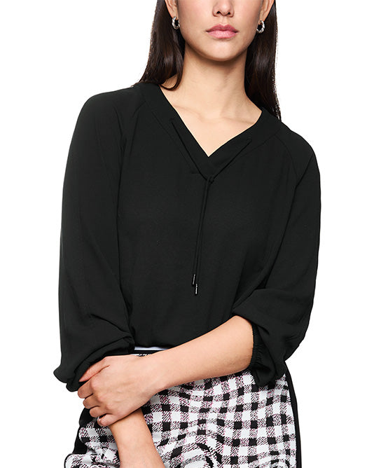 Essential Cord Tie Neck Blouse