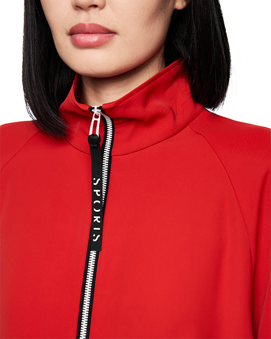 QUARTER ZIP BLOUSE in Poppy RED