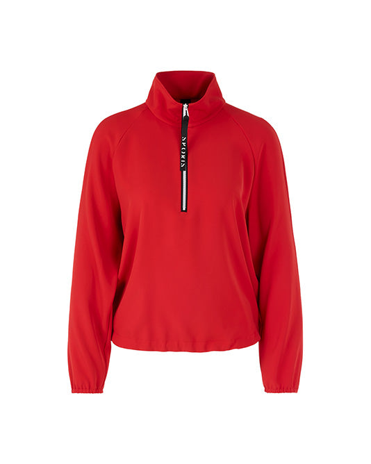 QUARTER ZIP BLOUSE in Poppy RED