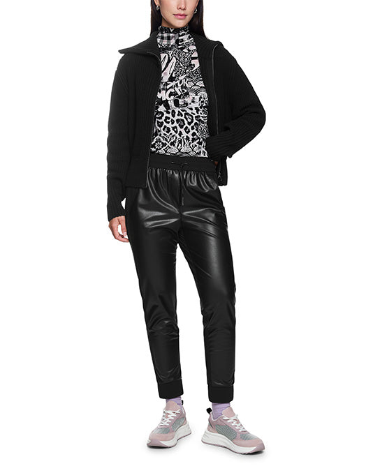 Faux Leather Front Jogger Style Pant