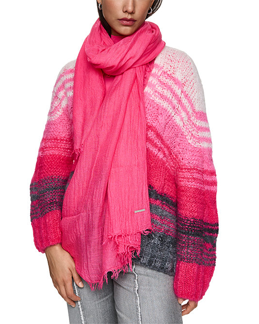 Crinkle Scarf With Fringe Trim