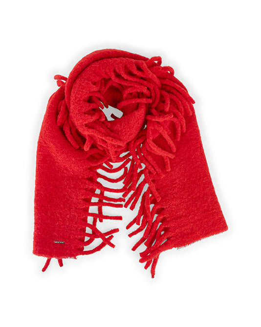 Alpaca Fringe Scarf in Poppy Red