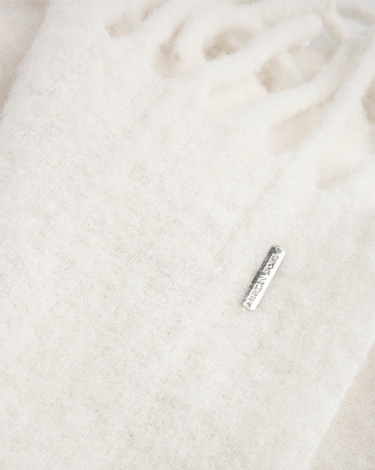 Alpaca Fringe Scarf in Winter White