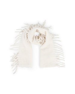 Alpaca Fringe Scarf in Winter White
