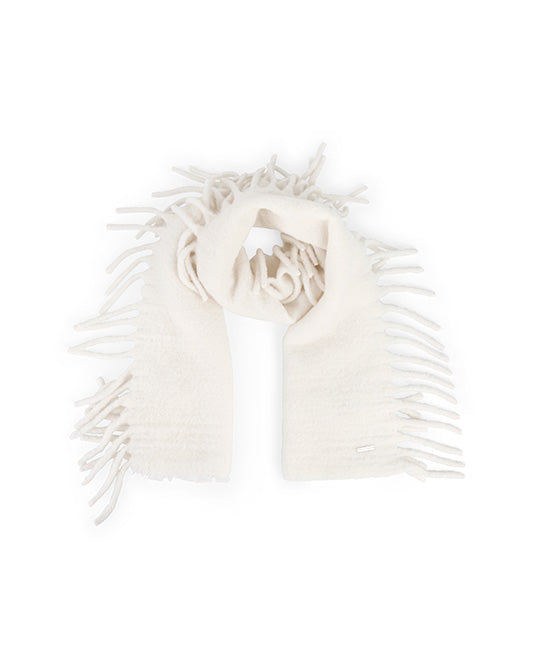 Alpaca Fringe Scarf in Winter White