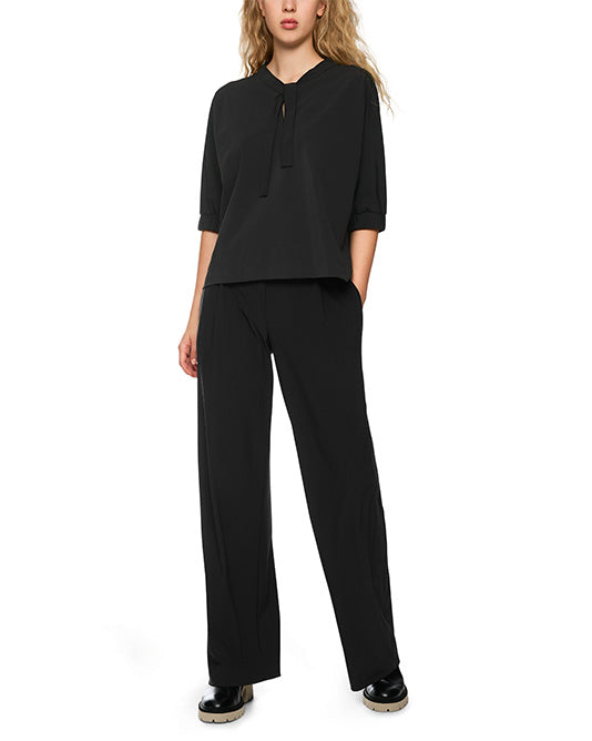 Ribbed Jersey Top & Pant Set in Black